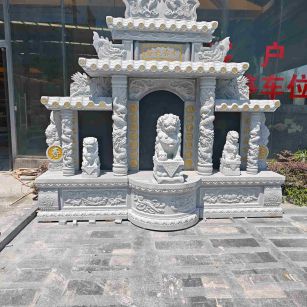 天水芝麻白中国黑石材套墓 花岗岩墓碑